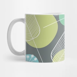 Mid Century Retro Flower and Leaf Abstract Pattern Mug